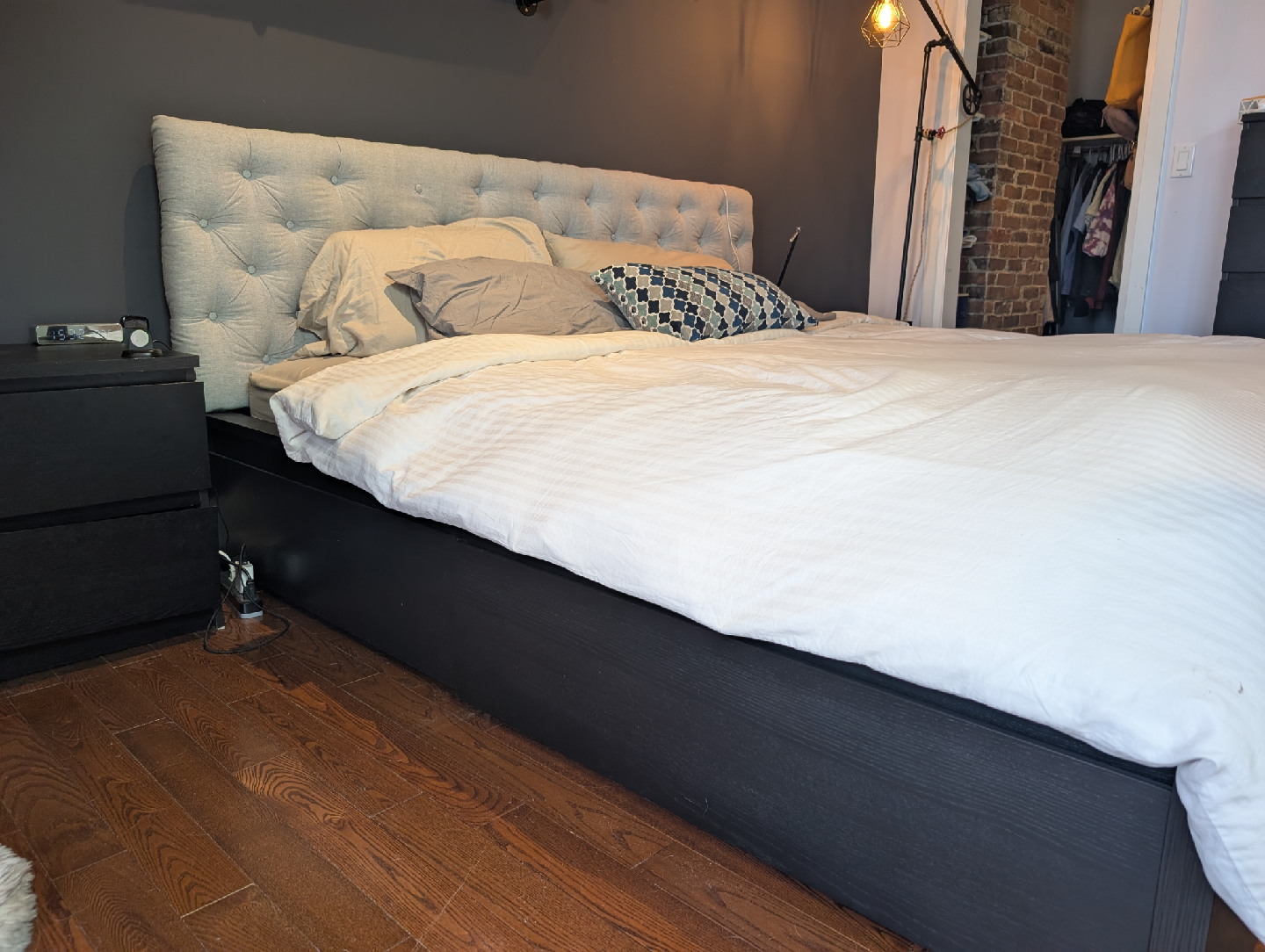 IKEA king sized bed with two night stands