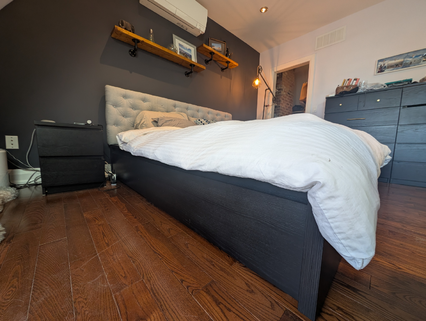 IKEA king sized bed with two night stands - photo 4