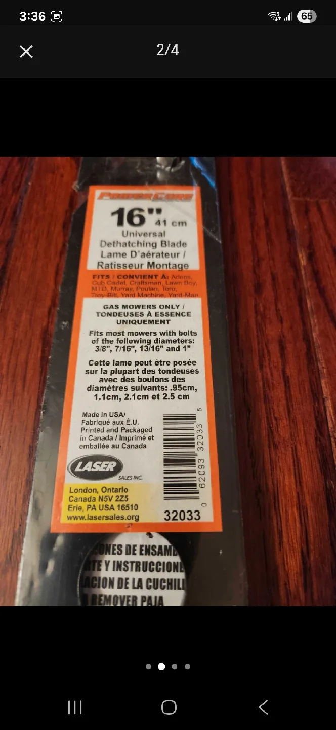 16" Universal Dethatching Blade - New image indicator(2)