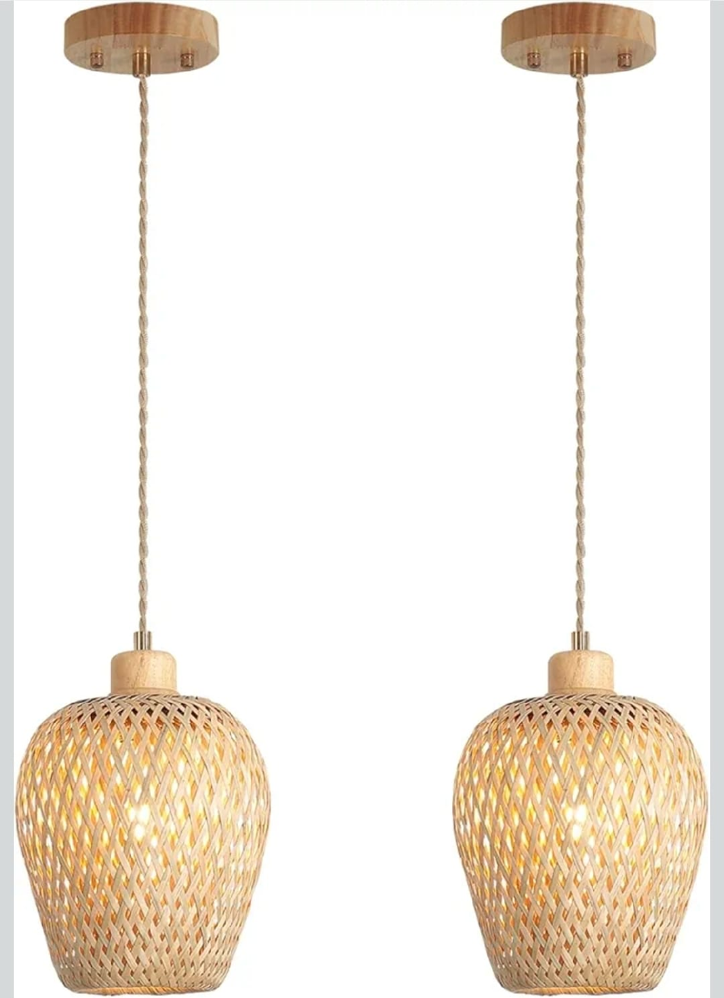Woven Rattan Pendant Light Fixture - photo 2