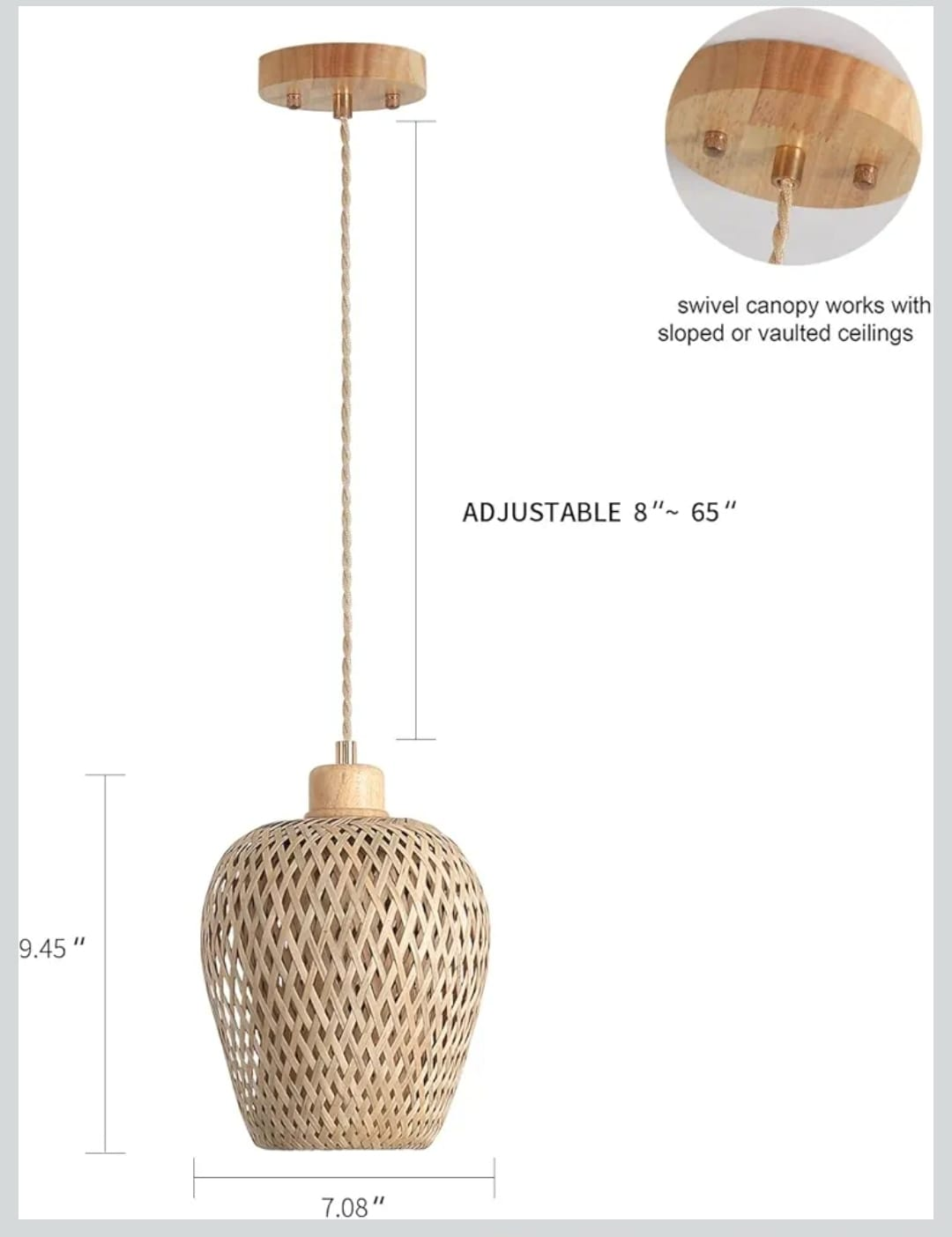 Woven Rattan Pendant Light Fixture - photo 3