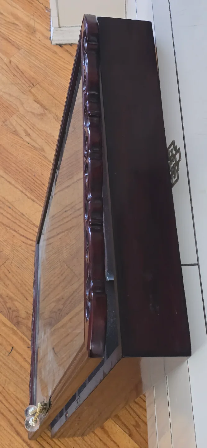 Antique China cabinet Curio Locking Glass door Wall mount 18 image indicator(4)