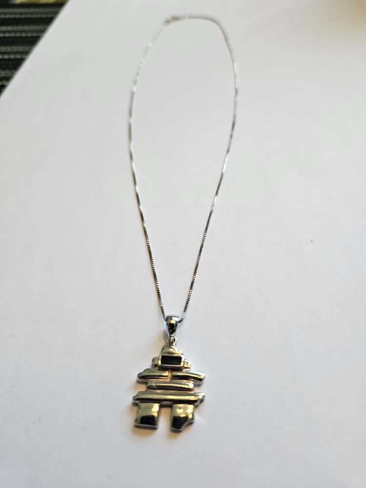 Inukshuk Pendant Necklace Silver 925 thumbnail