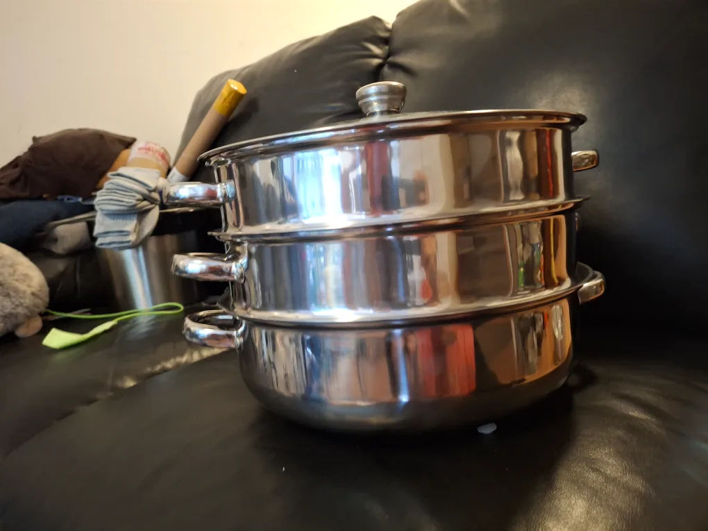 12" 3 tiered Stainless Steel Steamer Pot with Lid 🥕 thumbnail