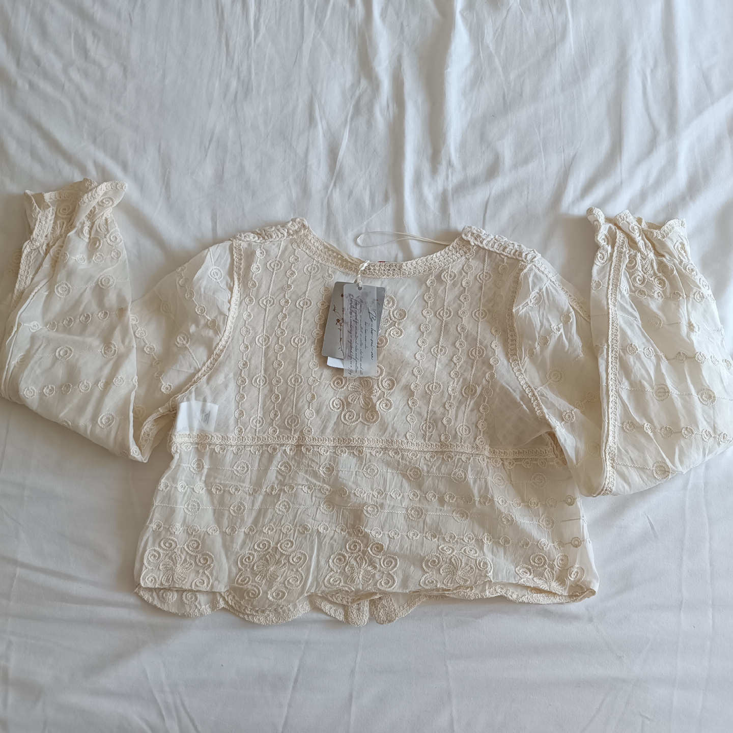 Ivory White OXXO Crochet Blouse - Size Medium - photo 2