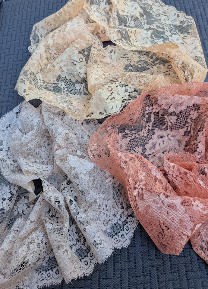 Lace Fabric Pieces - Peach, Cream, White - photo 2