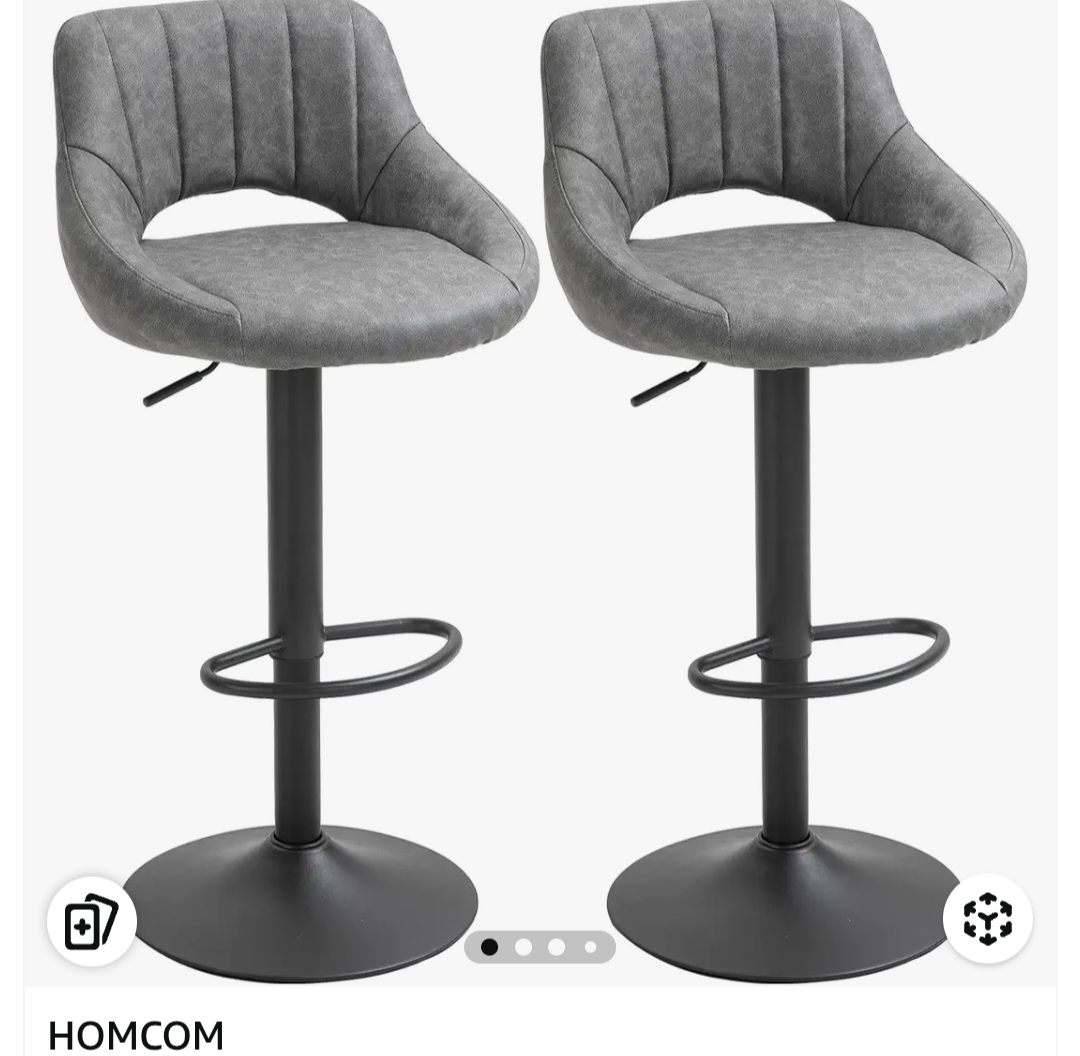 HOMCOM Grey Bar Stool Set of 2 - photo 2