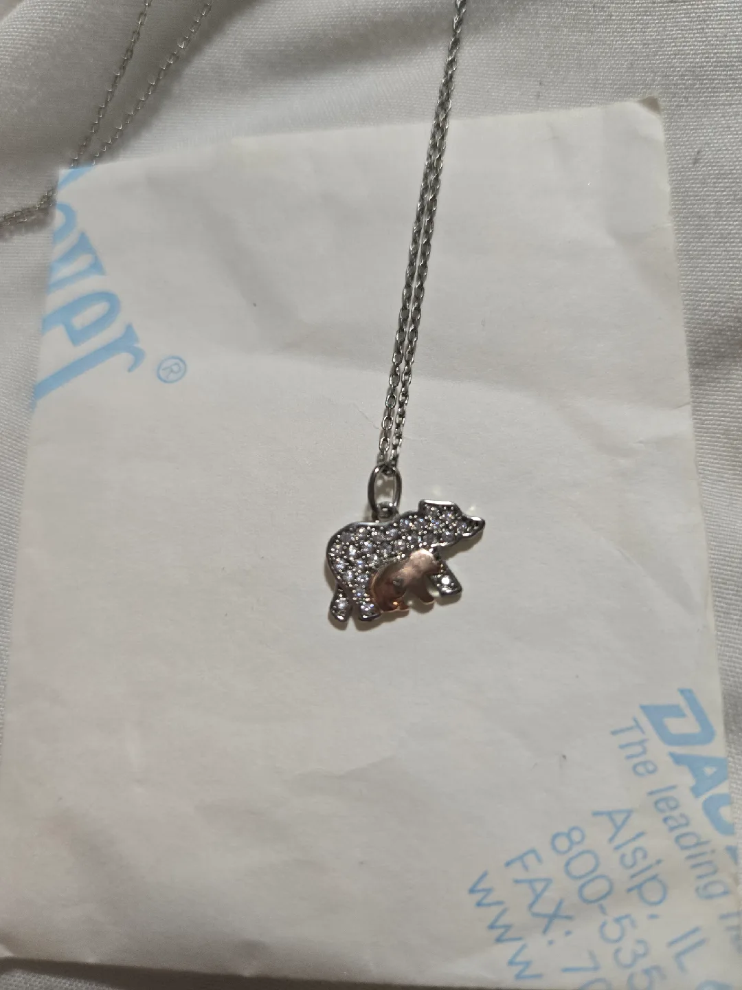 Silver momma and baby bear Pendant Necklace thumbnail