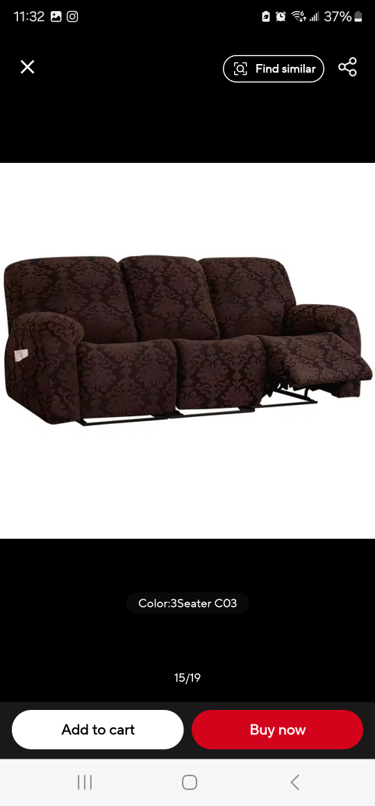 Recliner Sofa Cover - Brown Patterned