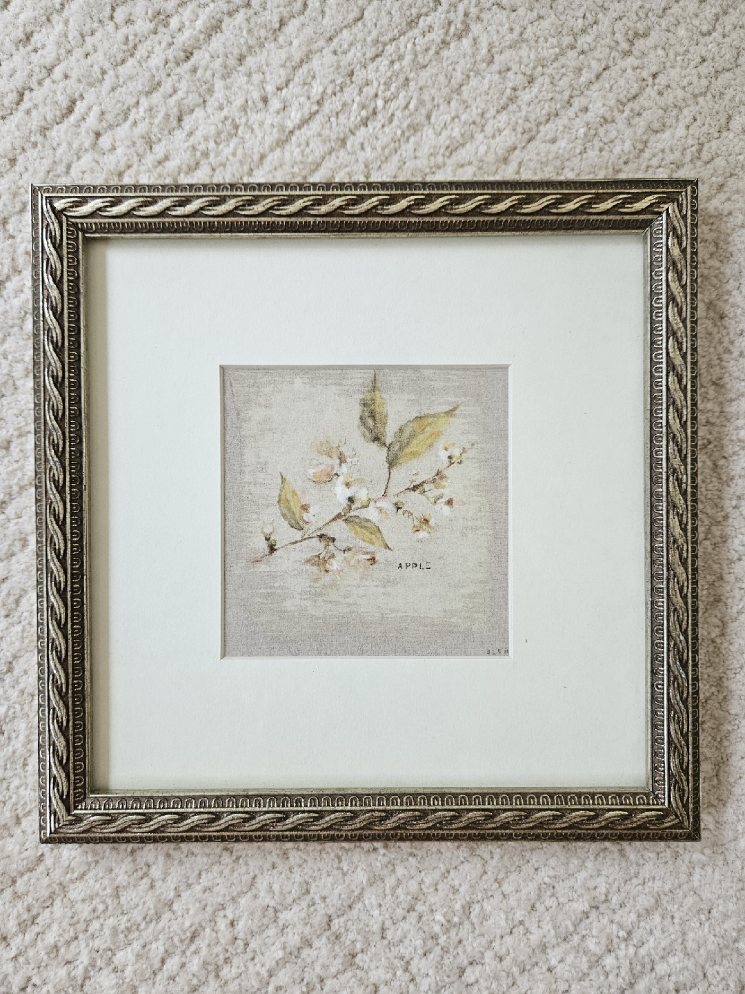 Framed Floral Print Wall Art Apple Blossom in Ornate Frame