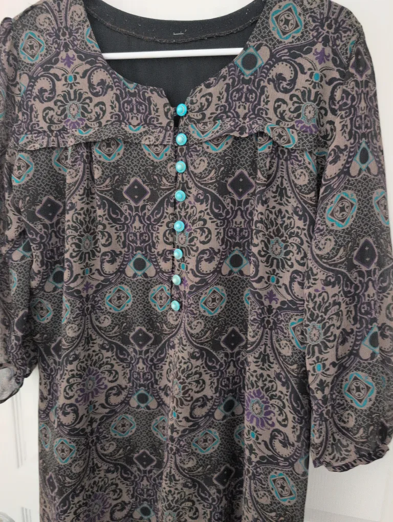 Brown Patterned Dress - UK size 12 image indicator(3)