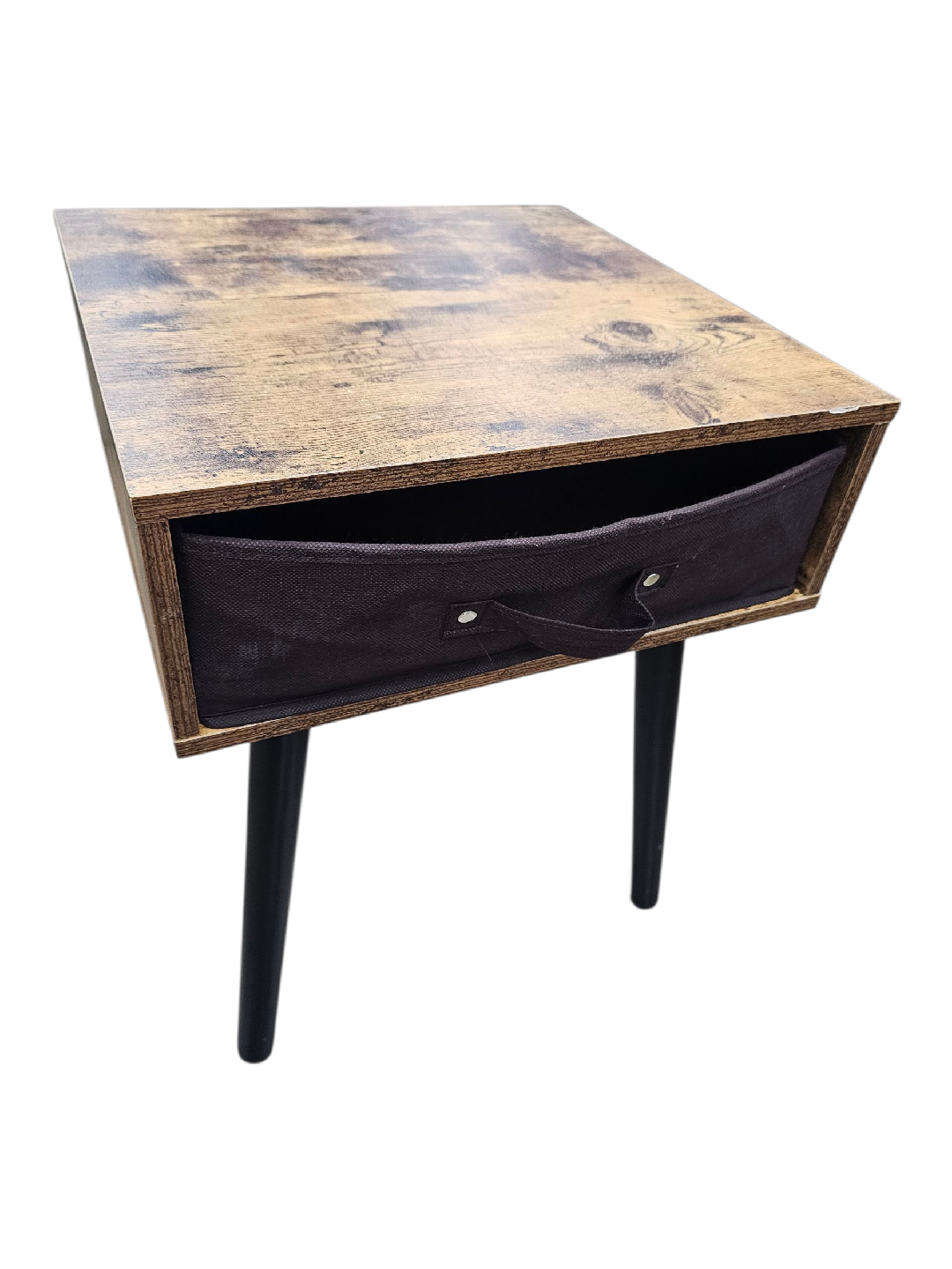 Brown Wood Grain Nightstand with Drawer - photo 2
