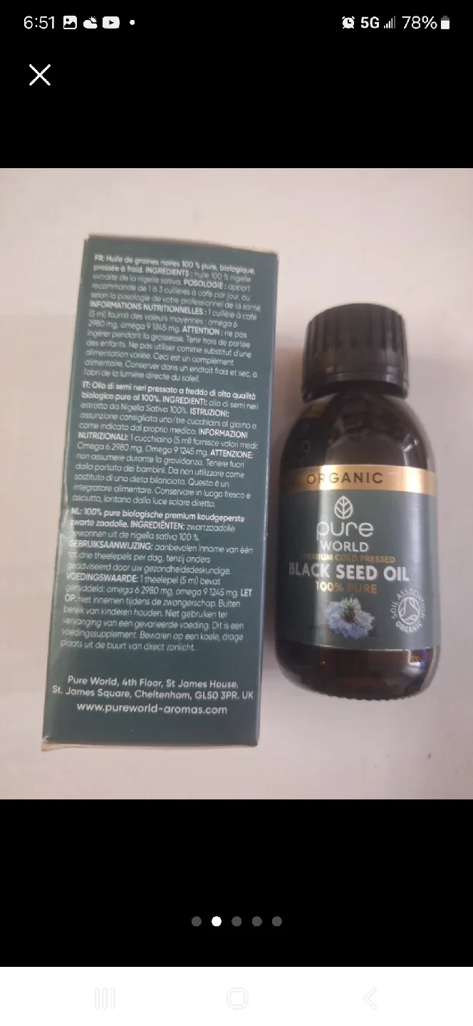 Pure World Organic Premium Cold Pressed Black Seed Oil 100ml image indicator(2)