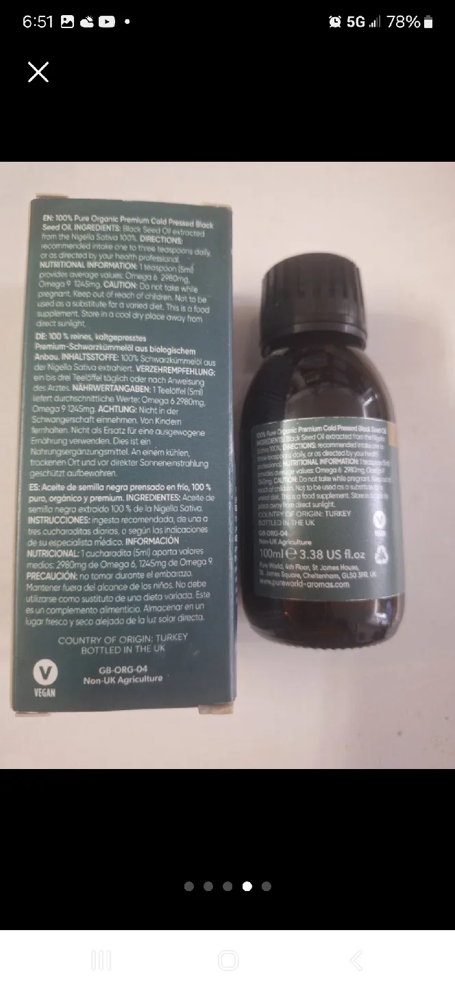 Pure World Organic Premium Cold Pressed Black Seed Oil 100ml image indicator(3)