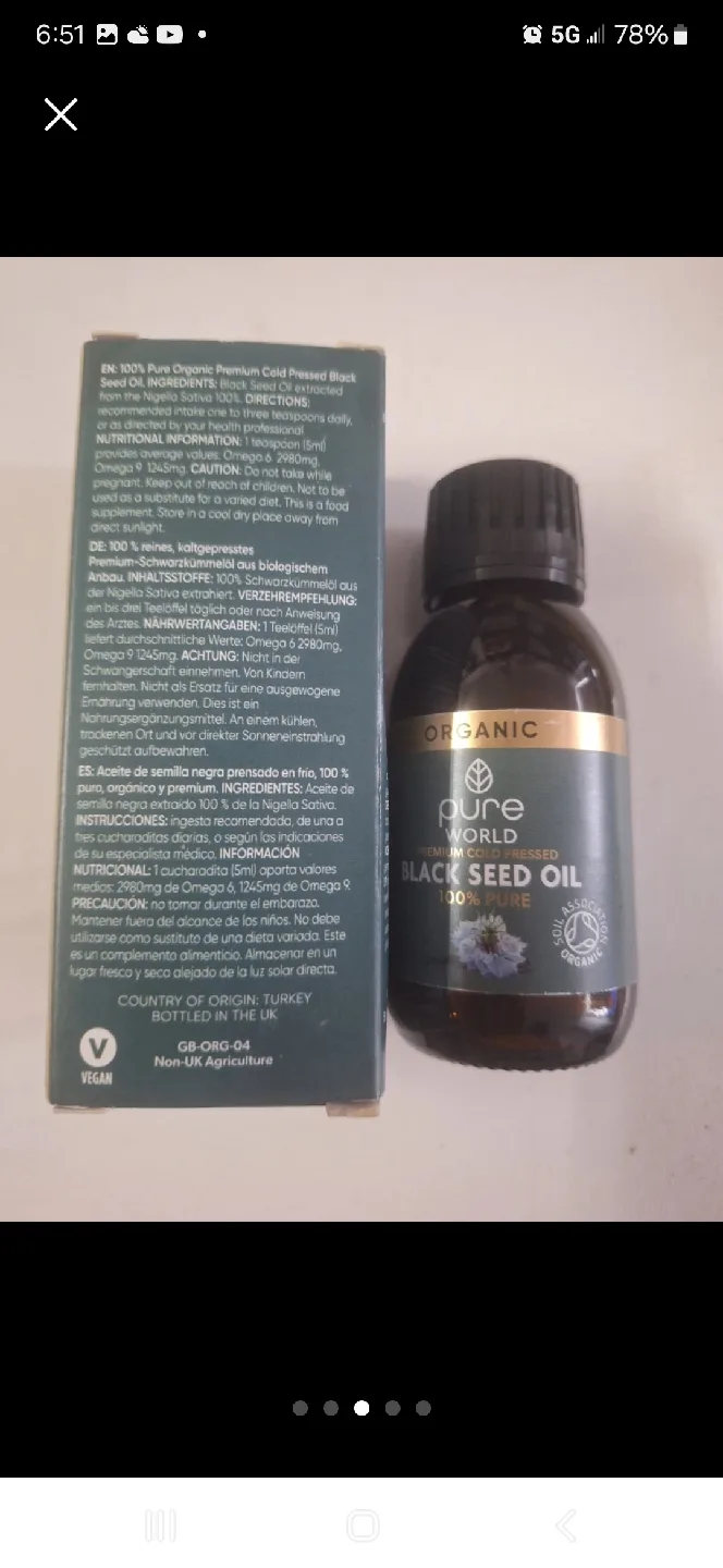 Pure World Organic Premium Cold Pressed Black Seed Oil 100ml image indicator(5)