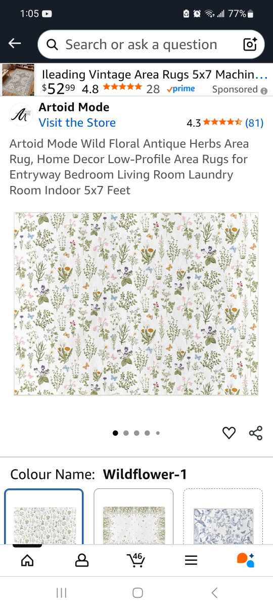 New Artoid Mode Wildflower Area Rug 5x7 brand new in packing