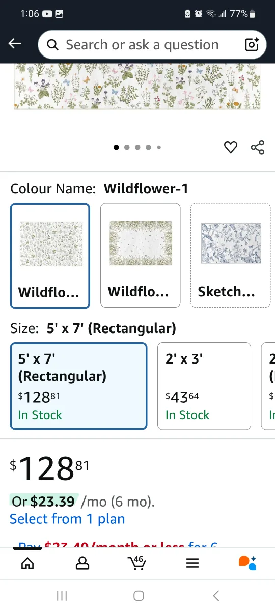 New Artoid Mode Wildflower Area Rug 5x7 brand new in packing image indicator(2)