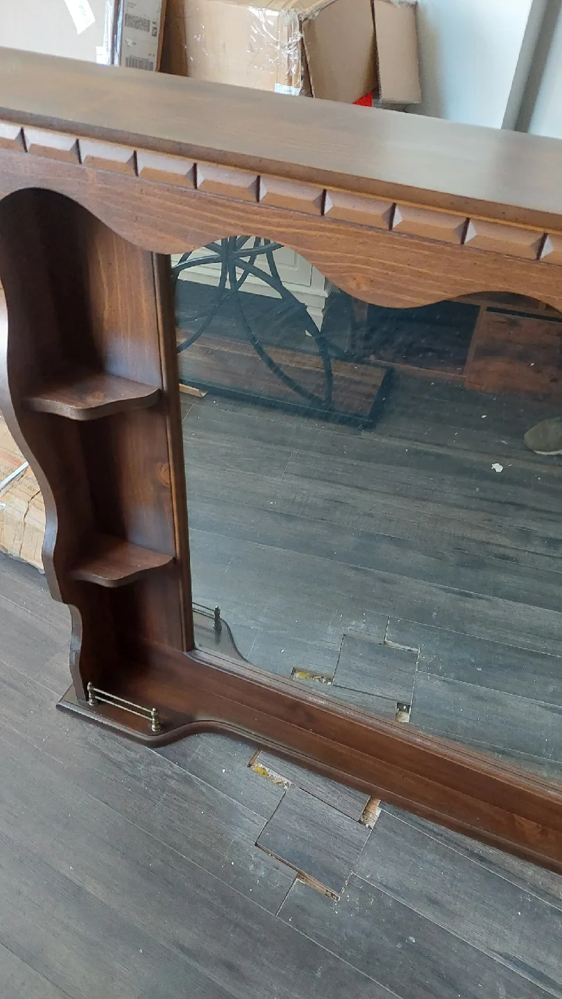 Wood Framed Mirror with Shelves 55"x43" image indicator(3)