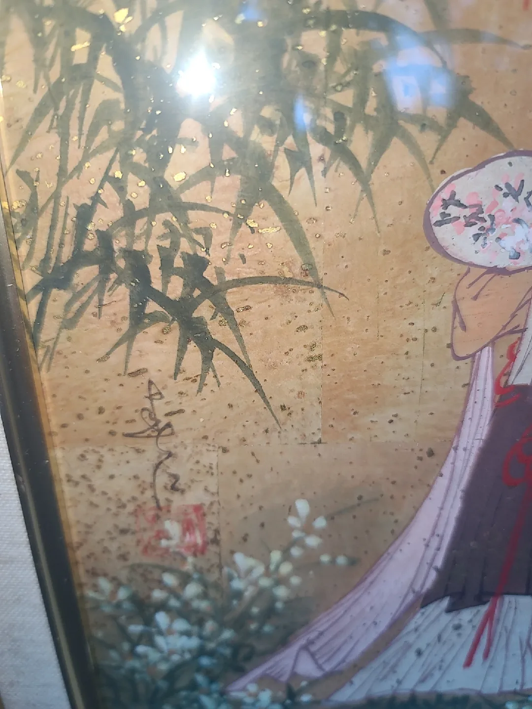 Asian Woman Painting in Bamboo Frame image indicator(6)