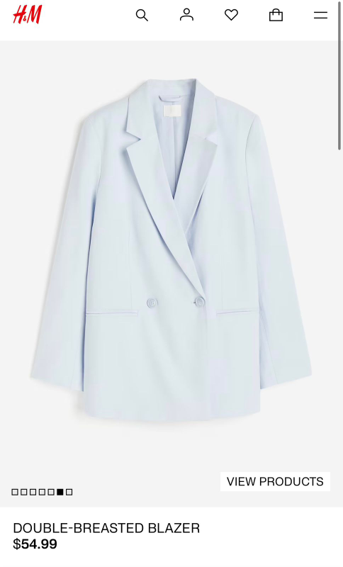 H&M Double-Breasted Blazer - Size S - Light Blue - photo 2