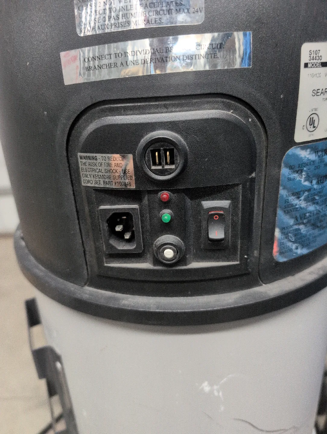 Kenmore Central Vacuum Aspirateur Central image indicator(4)