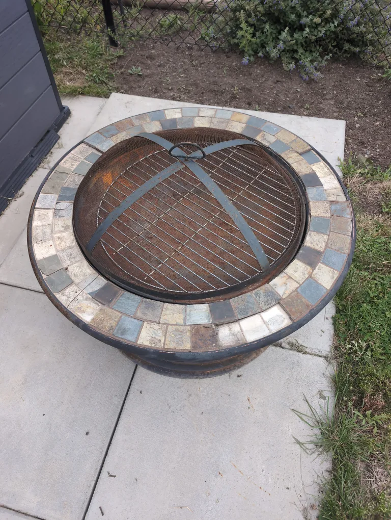 Used Fire Pit with Tile Surround