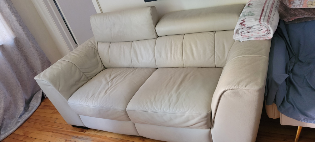 Divan 2 places en cuir beige - photo 3