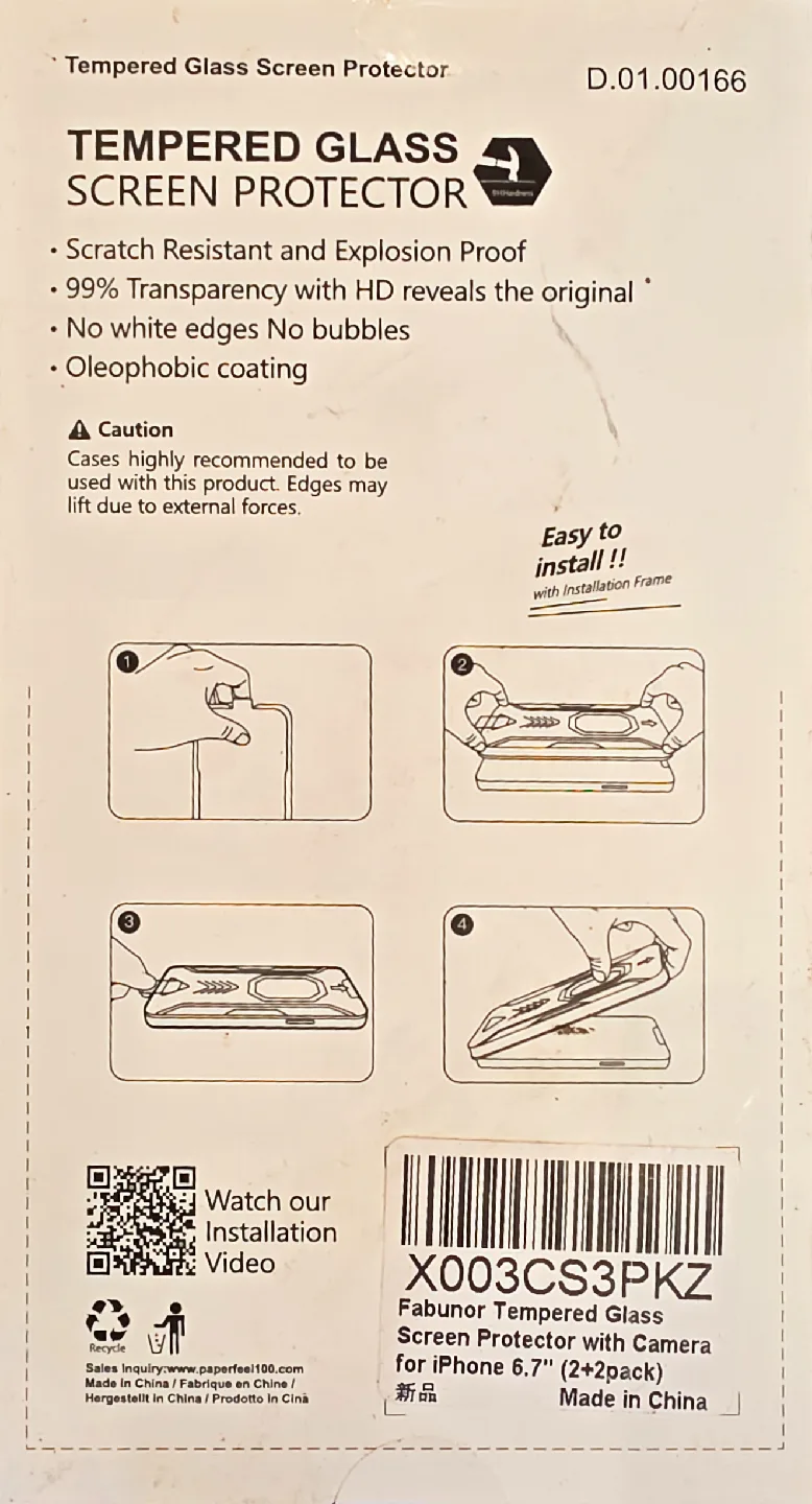 Fabunor Tempered Glass Screen Protector for iPhone 6.7" image indicator(2)