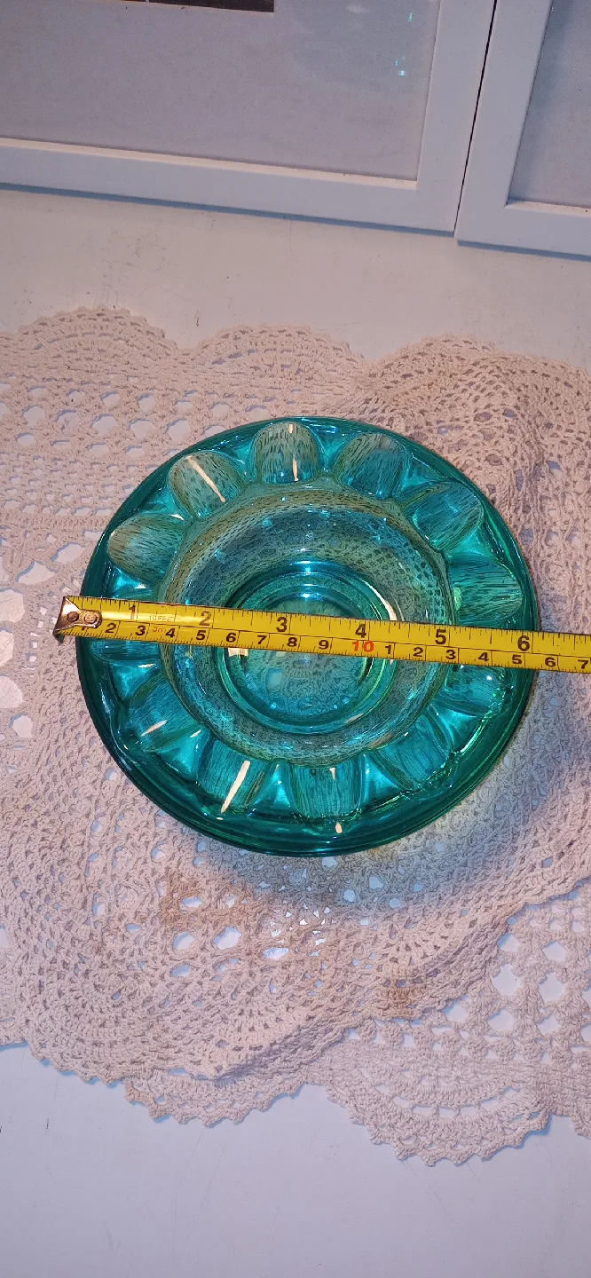Vintage Czech Art Glass Ashtray, Turquoise image indicator(2)