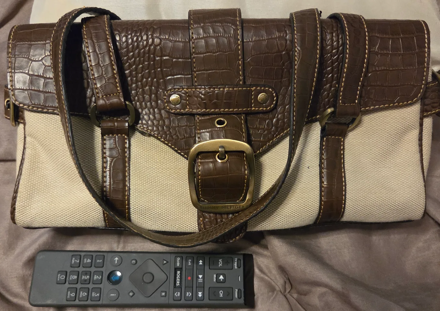 Tommy Hilfiger Brown Croc Embossed Bag thumbnail