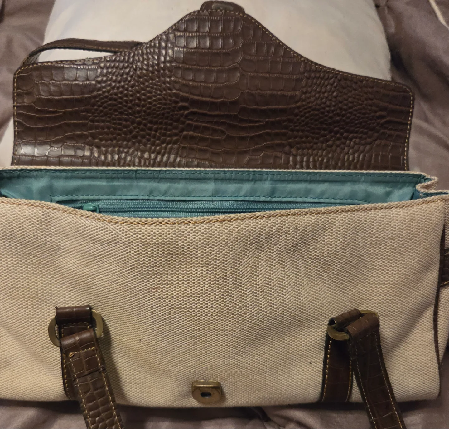 Tommy Hilfiger Brown Croc Embossed Bag image indicator(3)