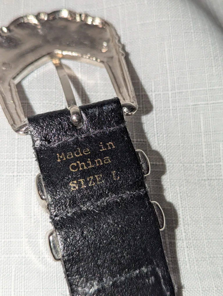 Fashion Belt, Size L, 39 inches metal links and leather image indicator(3)