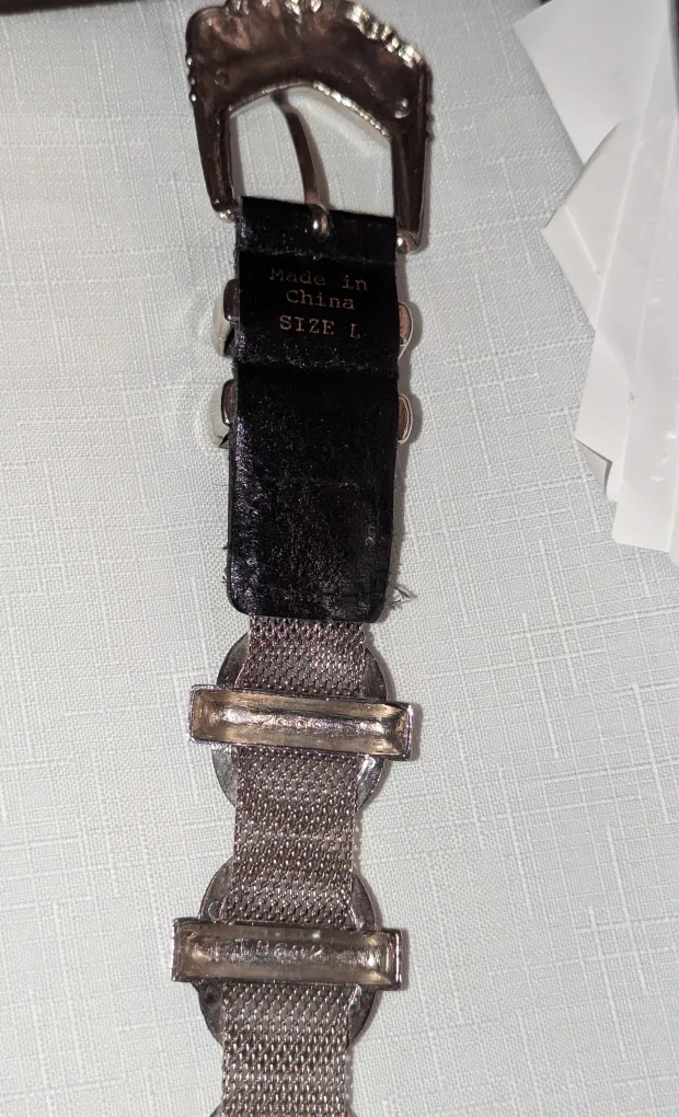 Fashion Belt, Size L, 39 inches metal links and leather image indicator(6)