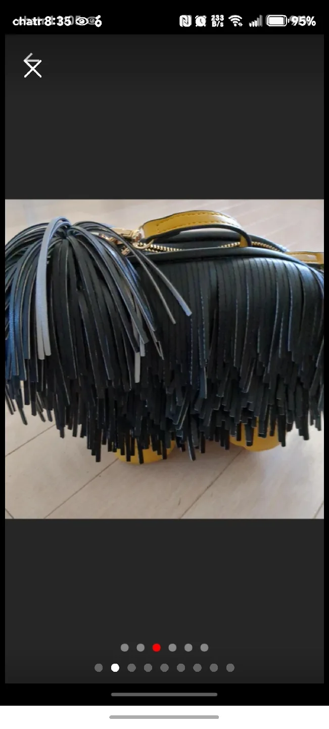 Black Unique Fringe Detail Shoulder Bag image indicator(4)