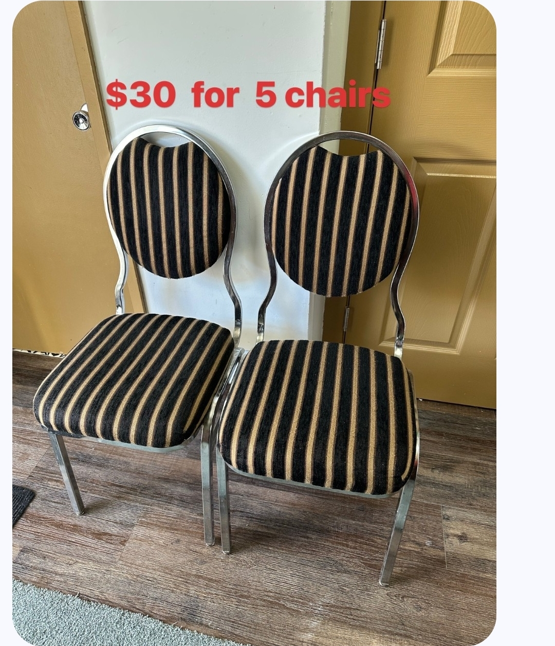 Set of 5 Striped Dining Chairs