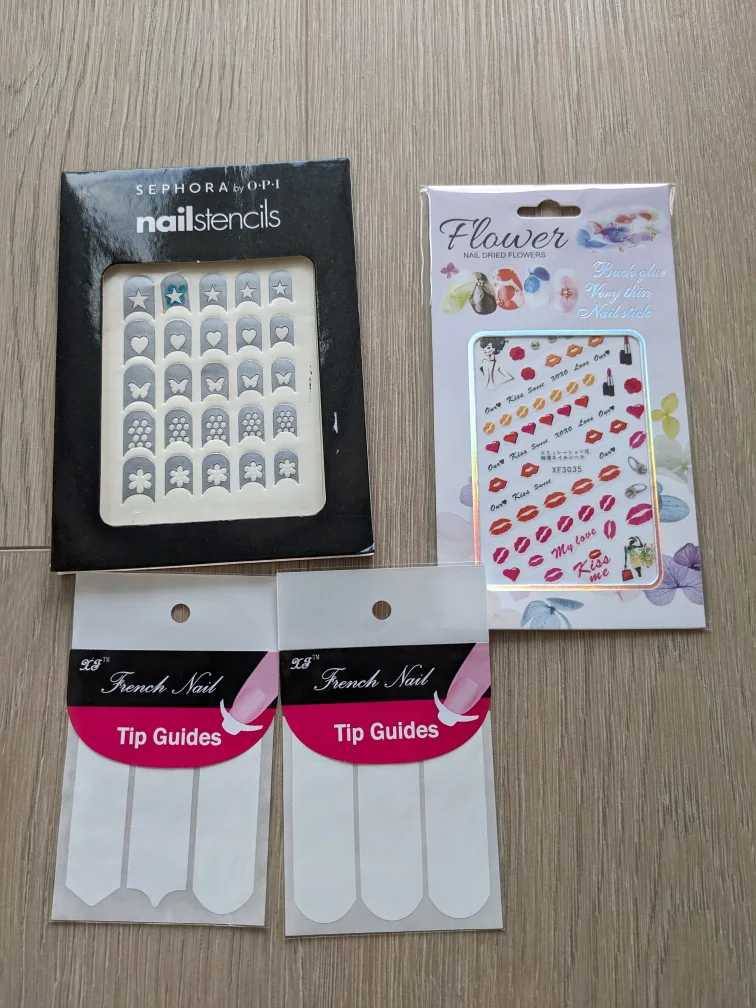 Nail Art Bundle: Sephora OPI Stencils, Flower Stickers thumbnail