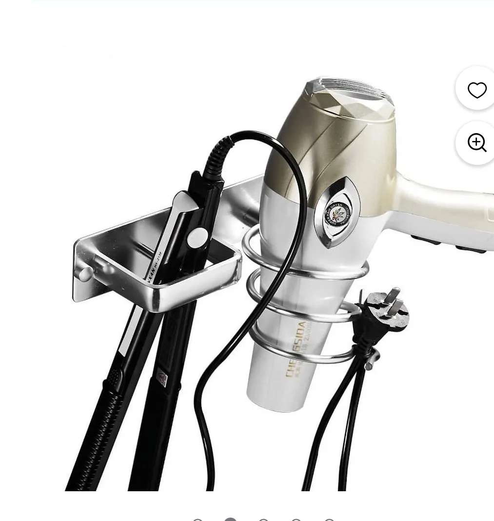 Wall mounted metal hair dryer and curling iron holder thumbnail