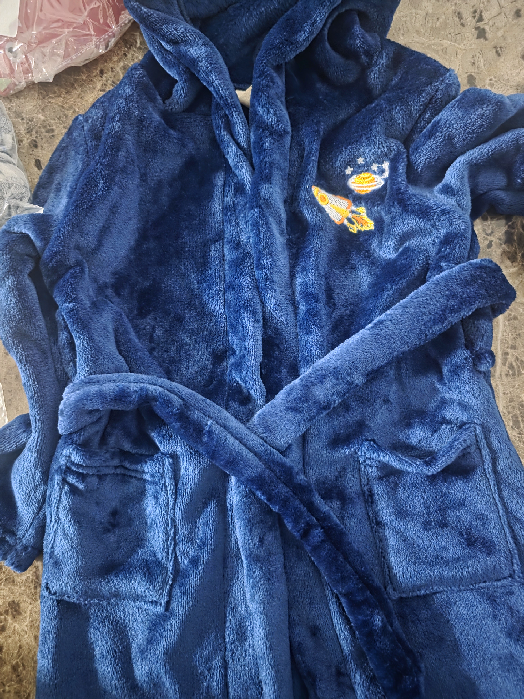 Kids Socks, Bath Visor & Blue Robe