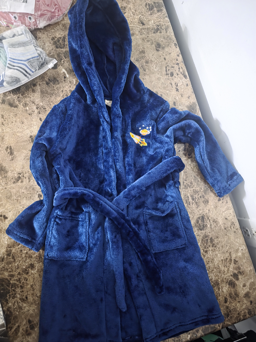 Kids Socks, Bath Visor & Blue Robe - photo 2