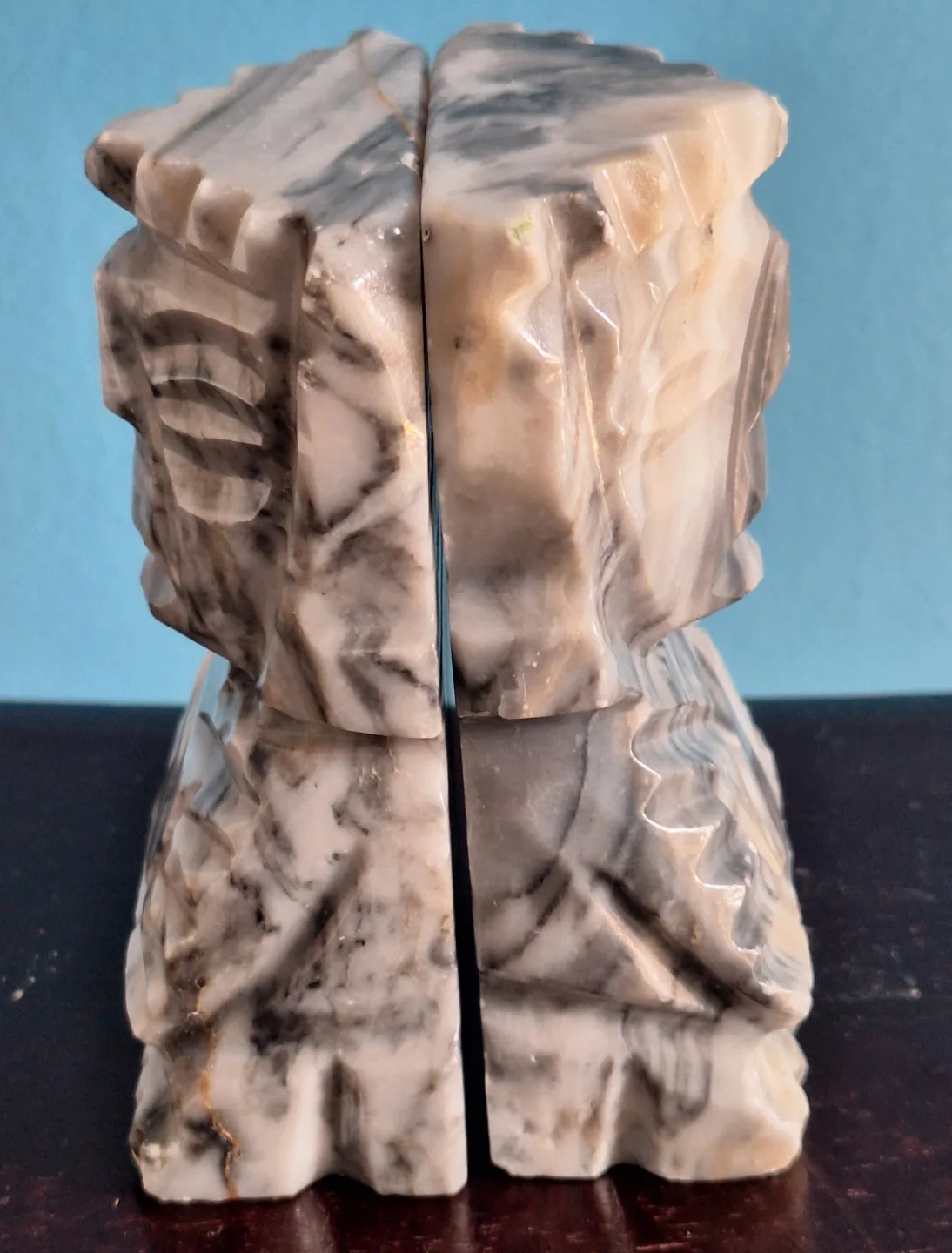 Marble Tiki Bookends Aztec Mayan Totem image indicator(3)