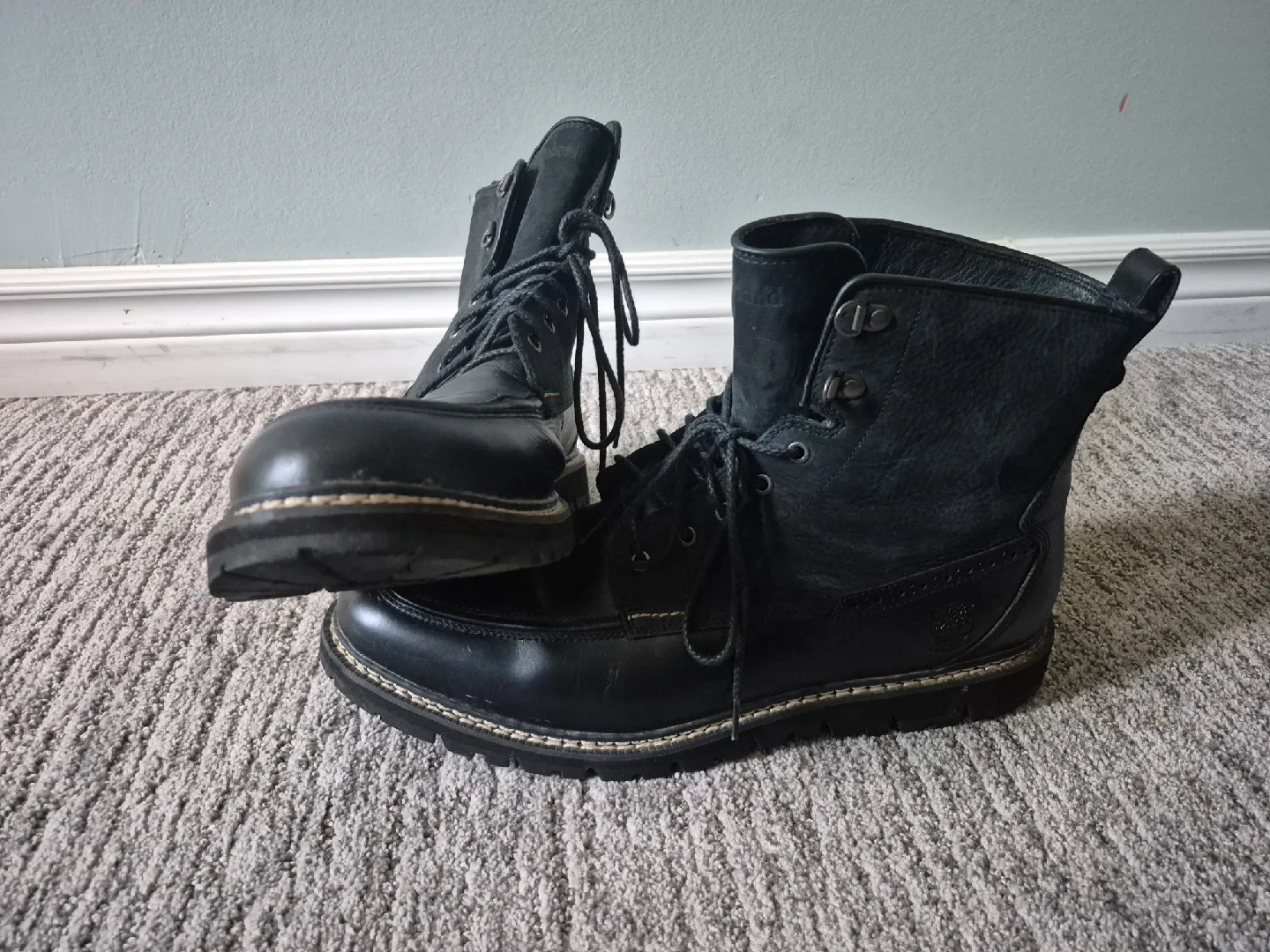 Timberland Black Leather Ankle Boots, Size 10 thumbnail