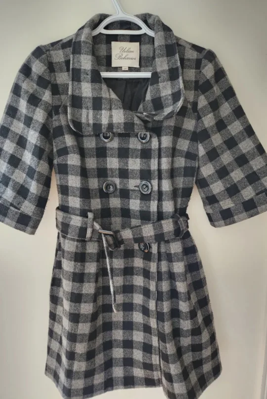 Grey Plaid Coat - Size Small thumbnail