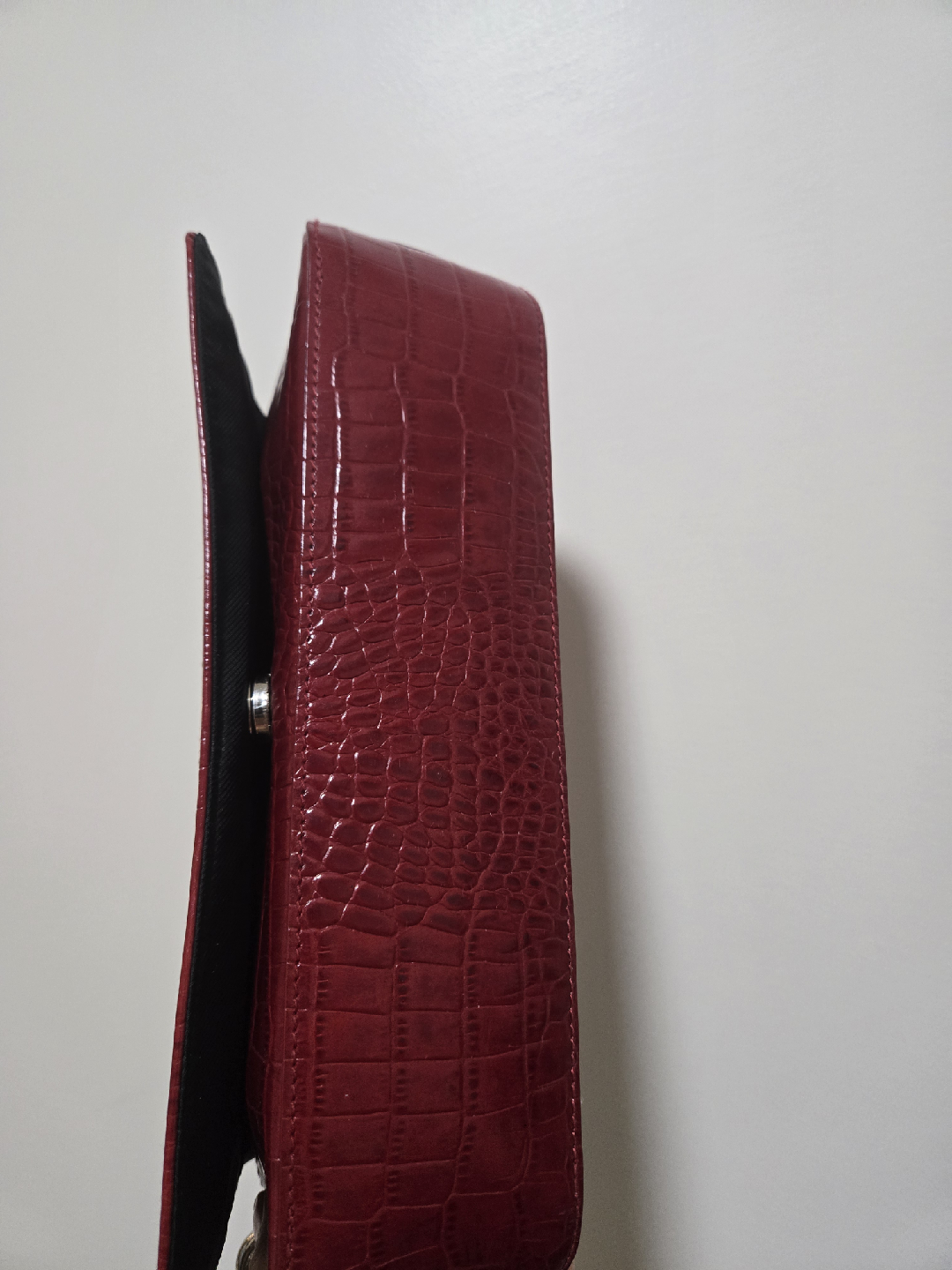 Ralph Lauren Burgundy Croc Embossed Shoulder Bag - photo 3