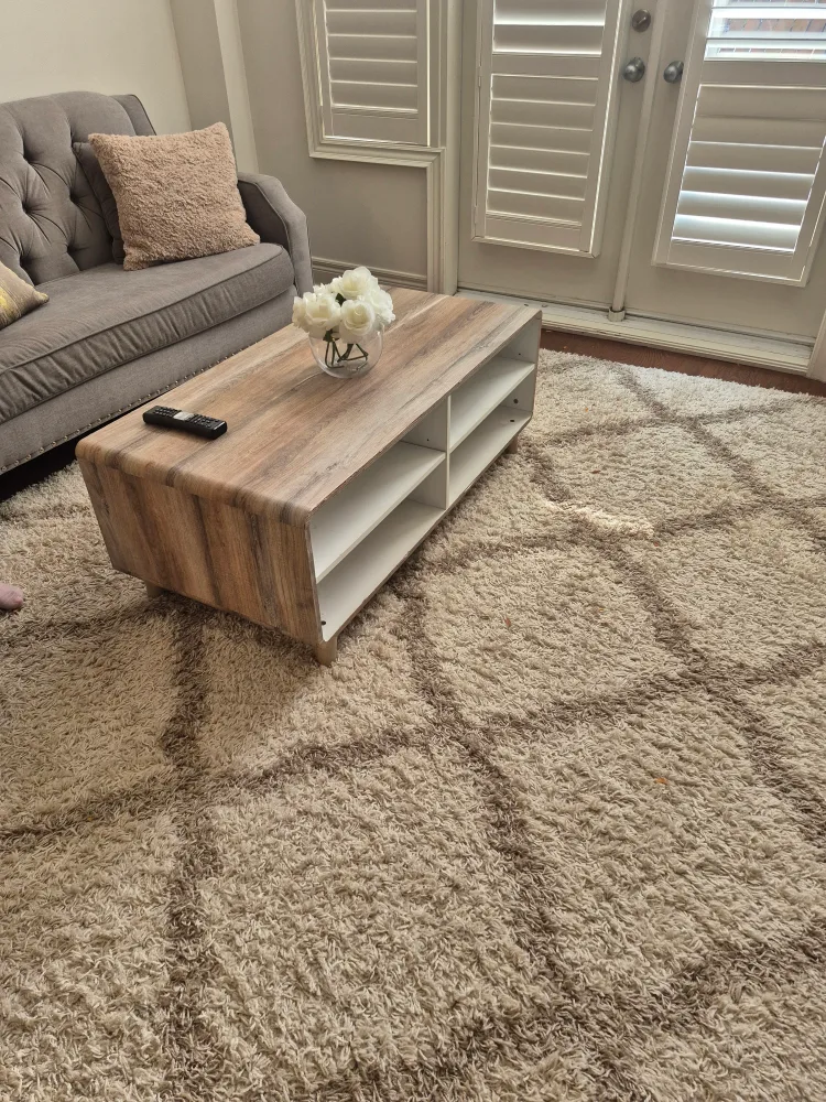 Wood & White Coffee Table with Storage thumbnail