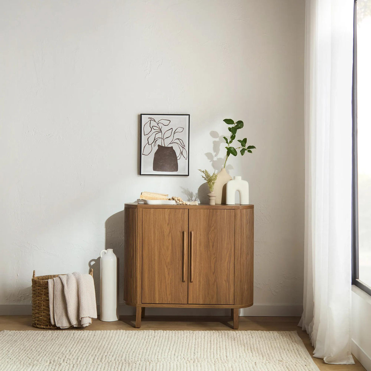 Walnut Wood Cabinet, Coffee Station, Console