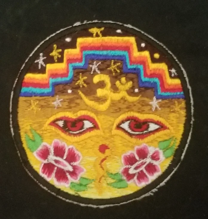 Embroidered Patch with Floral and Celestial Design thumbnail