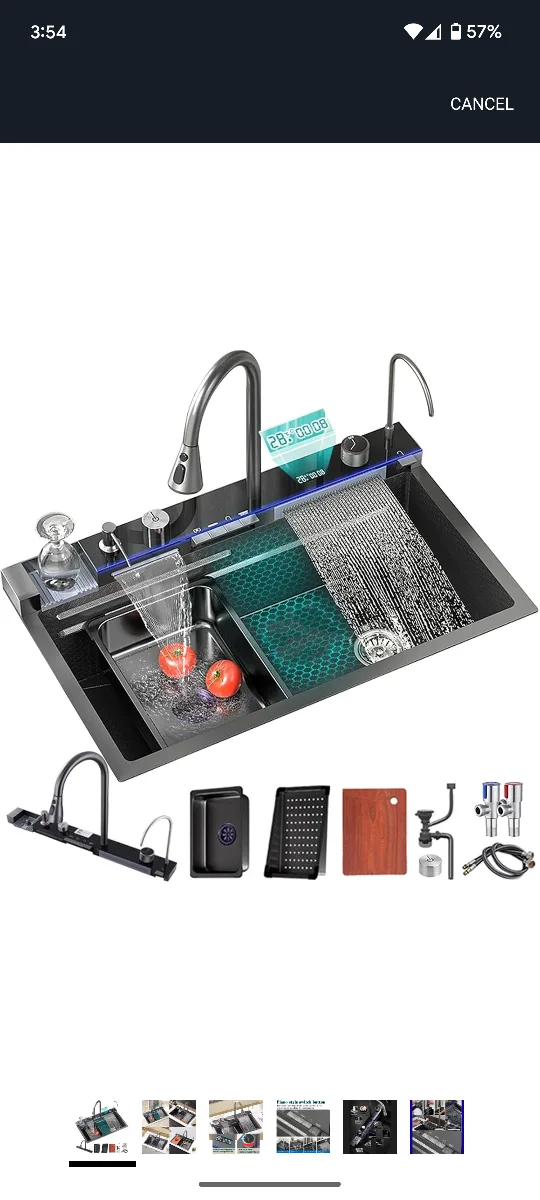 Multifunctional Kitchen Sink with Waterfall Faucet thumbnail