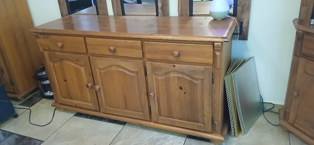Wooden Hutch, Buffet, and a corner cabinet image indicator(4)