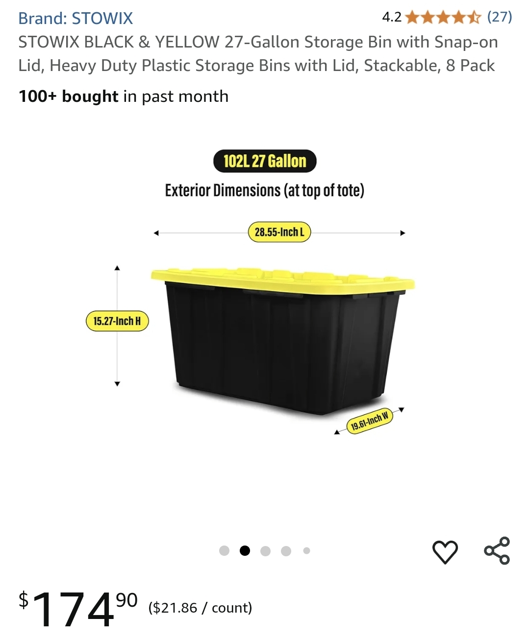 27 Gallon Storage Bin - 4pcs - photo 4