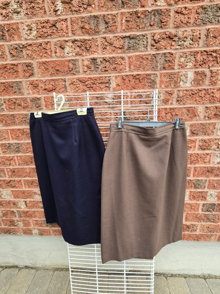 Two Wool Skirts - Navy and Brown thumbnail